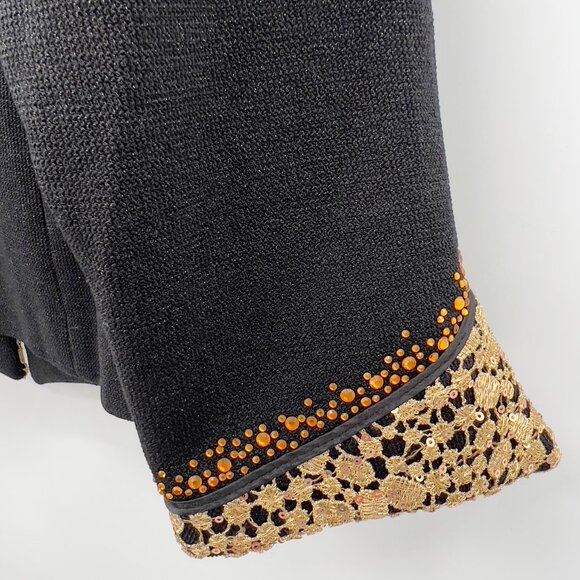 Vintage Beau Marc International Black & Gold Embellished Shimmering Blazer 16 - Picture 8 of 10